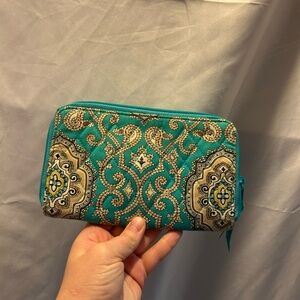 Vera Bradley Teal and Beige Patterned Wallet